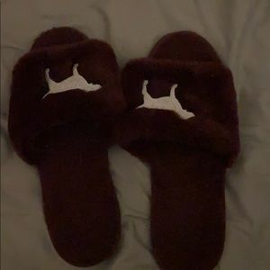 Pink fuzzy slippers